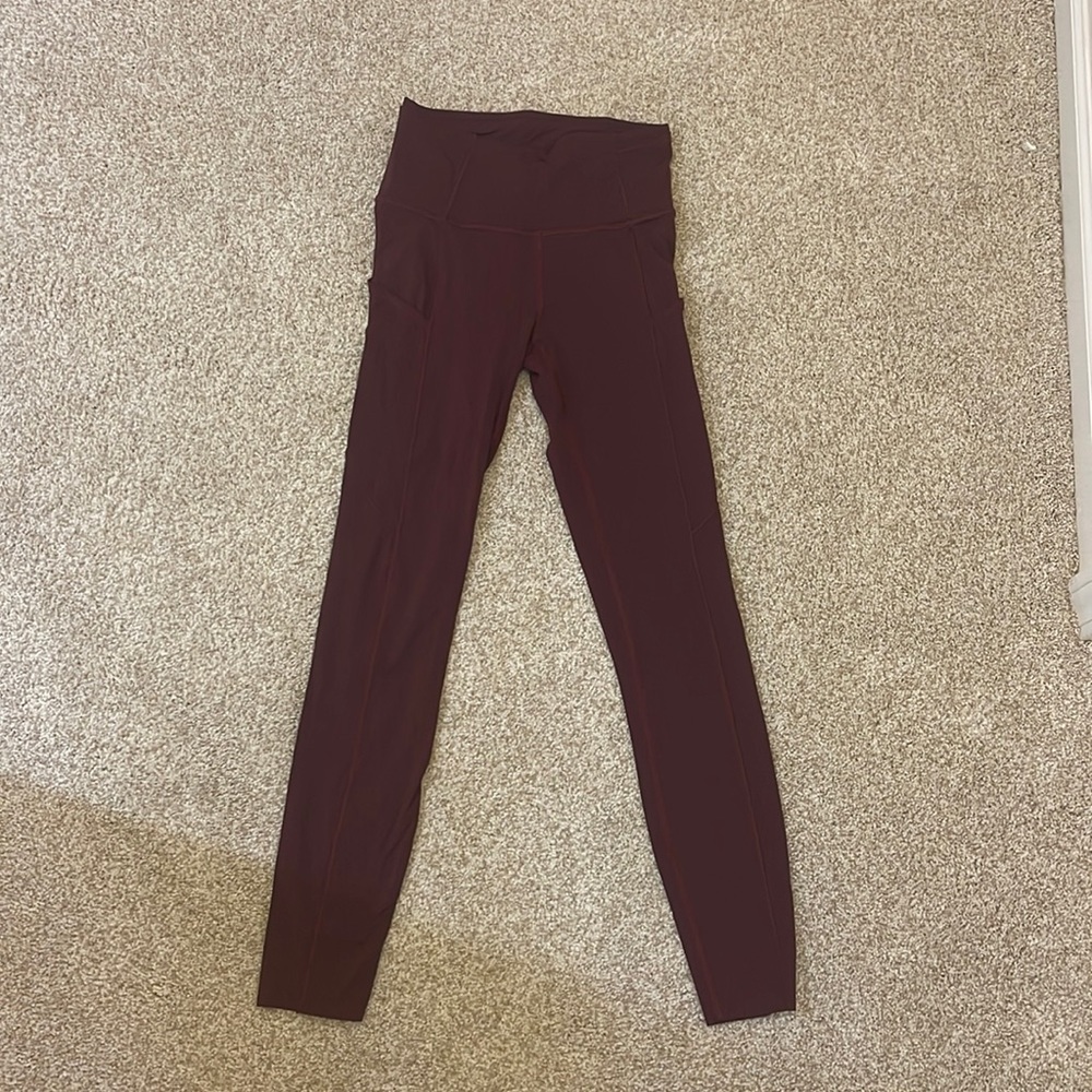 burgundy lululemon leggings with pockets